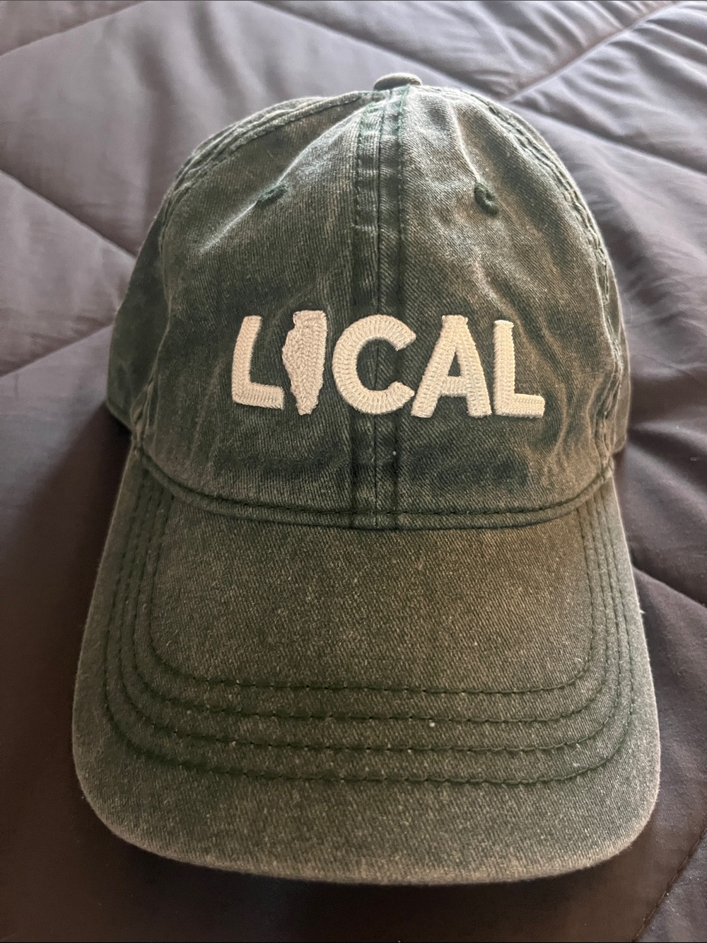 LOCAL Illinois Embroidered Baseball Cap in Olive Green